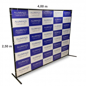 Backdrop lona com ilhos e estrutura metalon 4,00x2,50      