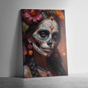 Quadro Catrina Floral 50x70 cm Canvas 50x70 cm    